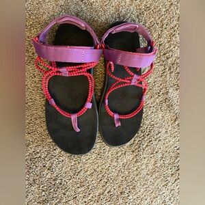 Teva Purple and Red Strap Sandals